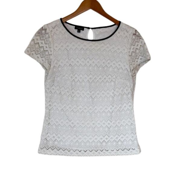 Talbots Top Women 6 White‎ Lace Eyelet Mature Office Workwear Cotton Lyocell - Picture 1 of 7